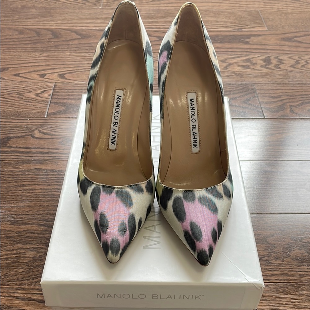 Manolo Blahnik coloured Leopard Print Heels 36.5